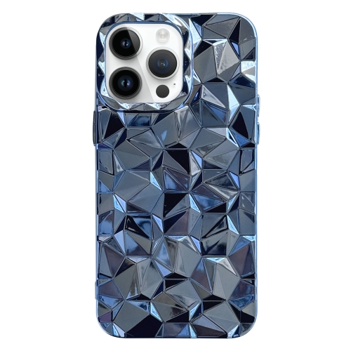 

For iPhone 14 Pro Electroplating Honeycomb Edged TPU Phone Case(Blue)