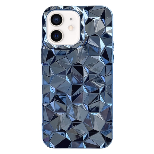 

For iPhone 12 Electroplating Honeycomb Edged TPU Phone Case(Blue)