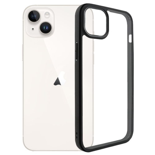 For iPhone 15 Frosted TPU + Transparent PC Phone Case(Black)