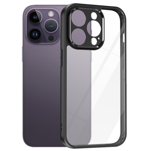 For iPhone 14 Pro Frosted TPU + Transparent PC Phone Case(Black) for iphone 13 2 in 1 frosted tpu phone case transparent