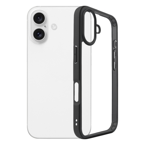 

For iPhone 16 Plus Frosted TPU + Transparent PC Phone Case(Black)