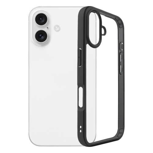 

For iPhone 16 Frosted TPU + Transparent PC Phone Case(Black)