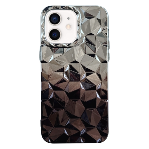 

For iPhone 12 Electroplating Honeycomb Edged TPU Gradient Phone Case(Black)