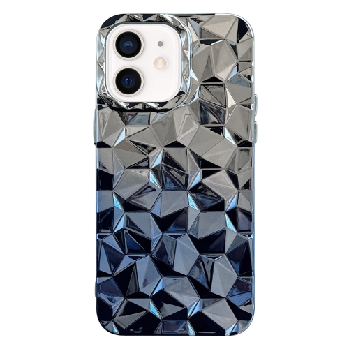 

For iPhone 12 Electroplating Honeycomb Edged TPU Gradient Phone Case(Blue)