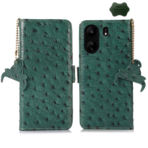 

For Samsung Galaxy A55 5G Ostrich Pattern Genuine Leather RFID Phone Case(Green)