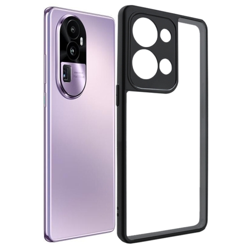 

For OPPO Reno9 Pro+ Frosted TPU + Transparent PC Phone Case(Black)