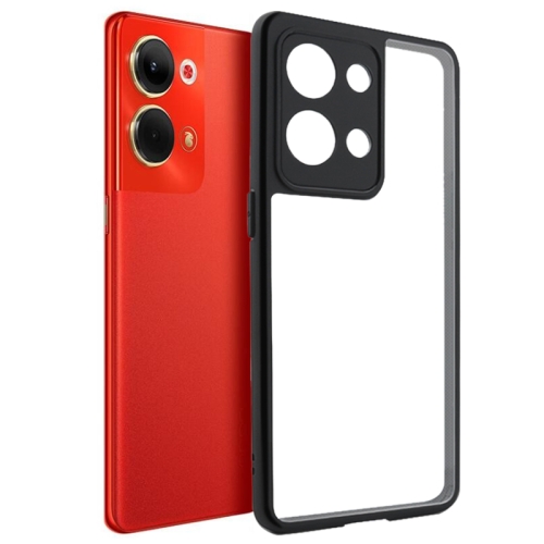 

For OPPO Reno9 / 9 Pro Frosted TPU + Transparent PC Phone Case(Black)
