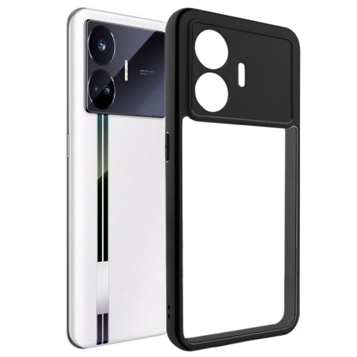 

For Realme GT Neo5 SE Frosted TPU + Transparent PC Phone Case(Black)