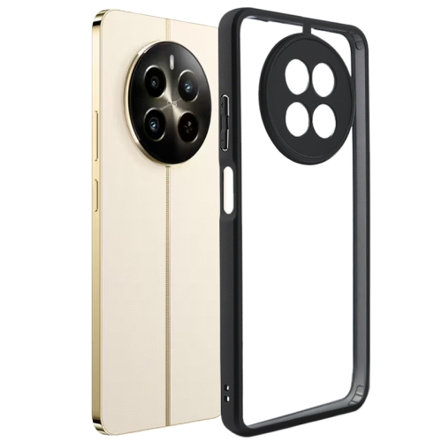 

For Realme 12 Frosted TPU + Transparent PC Phone Case(Black)