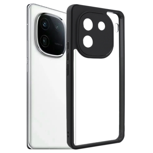 

For vivo iQOO 12 Frosted TPU + Transparent PC Phone Case(Black)