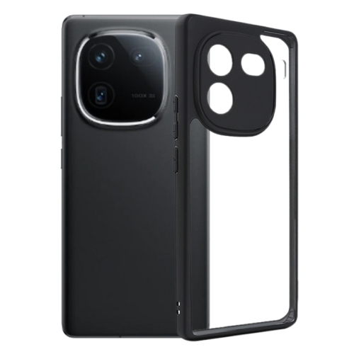 

For vivo iQOO 12 Pro Frosted TPU + Transparent PC Phone Case(Black)