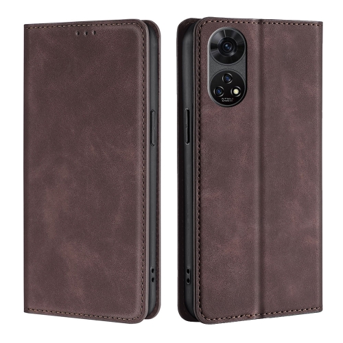 

For ZTE Anshin Family Skin Feel Magnetic Leather Phone Case(Dark Brown)