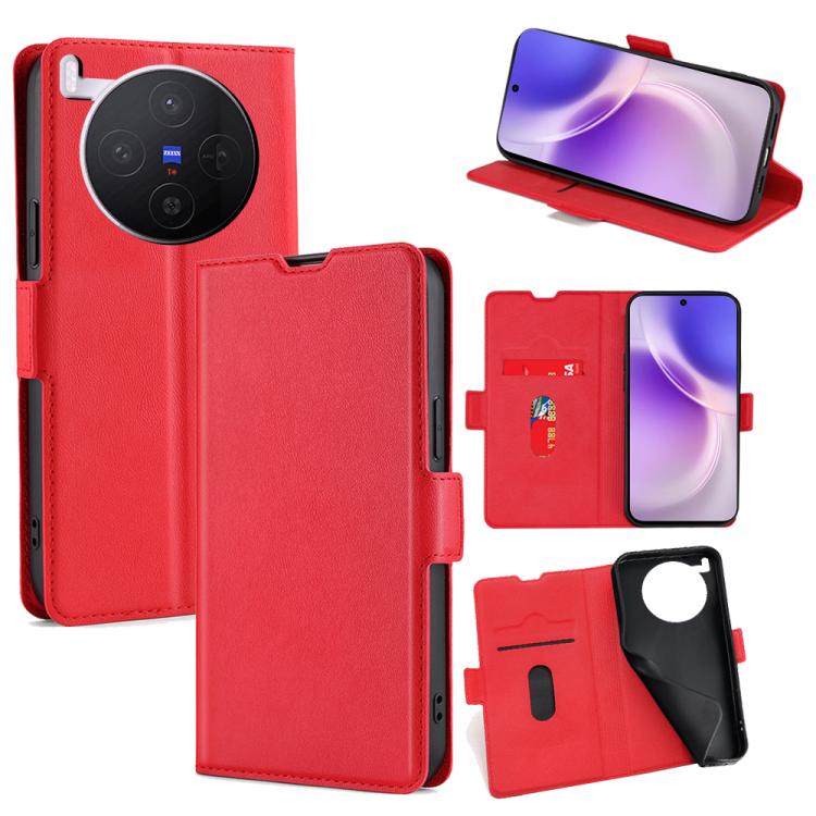 

For vivo X300 5G Ultra-thin Voltage Side Buckle Horizontal Flip Leather Phone Case(Red)