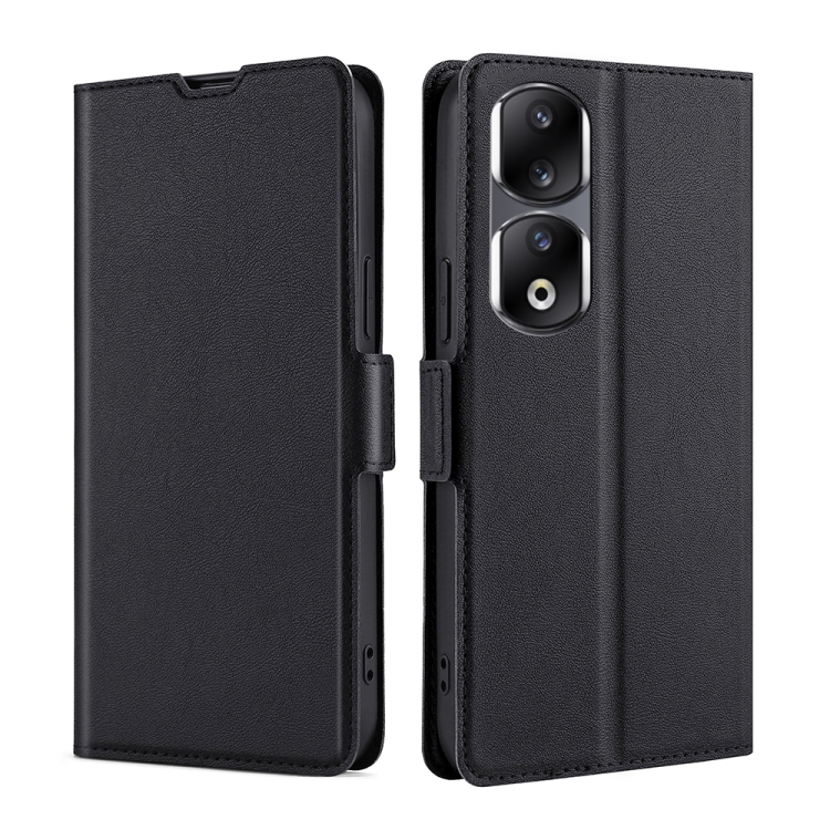 

For Honor 90 Pro 5G Ultra-thin Voltage Side Buckle Horizontal Flip Leather Phone Case(Black)