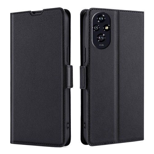 

For Honor 200 5G Ultra-thin Voltage Side Buckle Horizontal Flip Leather Phone Case(Black)