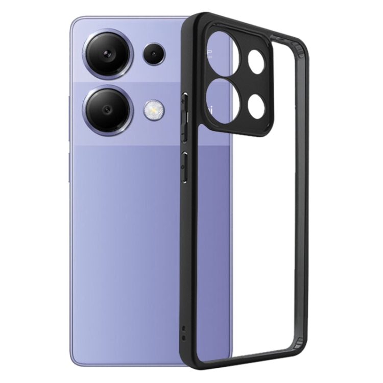 

For Xiaomi Redmi Note 13 4G Frosted TPU + Transparent PC Phone Case(Black)