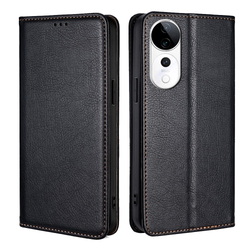 

For vivo S19 Pro Gloss Oil Solid Color Magnetic Leather Phone Case(Black)