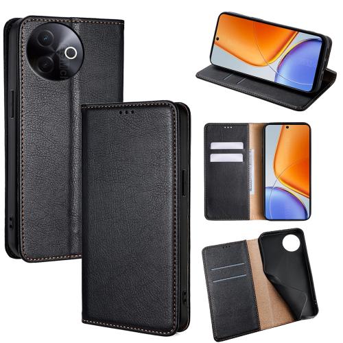 

For vivo Y39 5G Global Gloss Oil Solid Color Magnetic Leather Phone Case(Black)