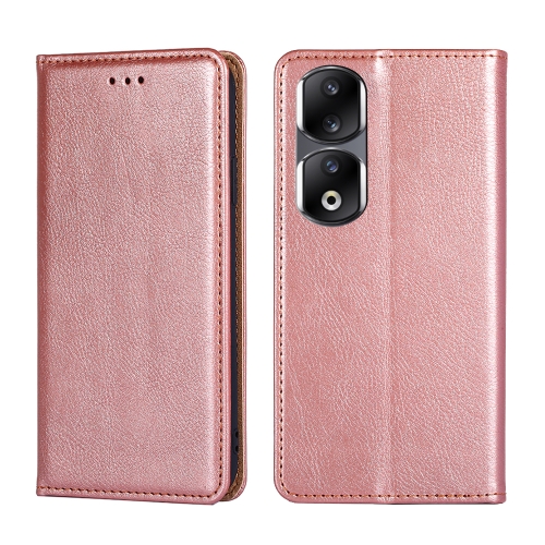 

For Honor 90 Pro 5G Gloss Oil Solid Color Magnetic Leather Phone Case(Rose Gold)