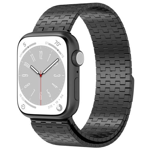 For Apple Watch SE 2023 44mm Magnetic Buckle Stainless Steel Metal Watch Band(Black) ocean metal replacement watch band for apple watch 38mm silver