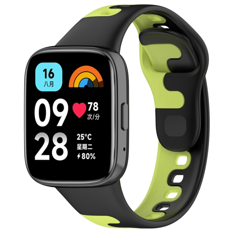 

For Redmi Watch 3 Lite Stitching Two Color Silicone Watch Band(Black Teal)