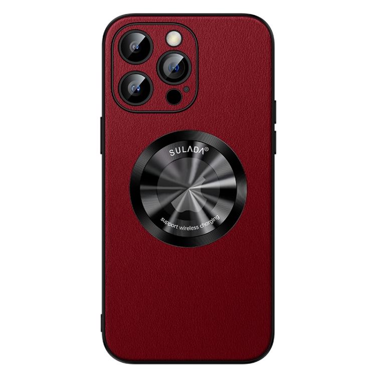 

For iPhone 14 Pro Max SULADA Microfiber Leather MagSafe Magnetic Phone Case(Red)
