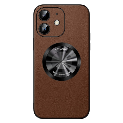 

For iPhone 12 SULADA Microfiber Leather MagSafe Magnetic Phone Case(Brown)