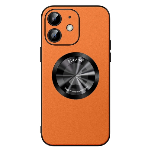 

For iPhone 12 SULADA Microfiber Leather MagSafe Magnetic Phone Case(Orange)