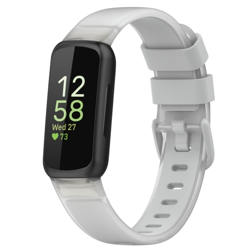 

For Fitbit Inspire 3 Two Color Transparent Silicone Watch Band(Light Grey)