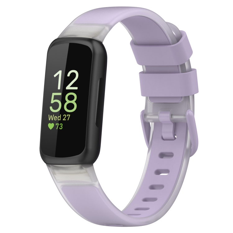 

For Fitbit Inspire 3 Two Color Transparent Silicone Watch Band(Purple)