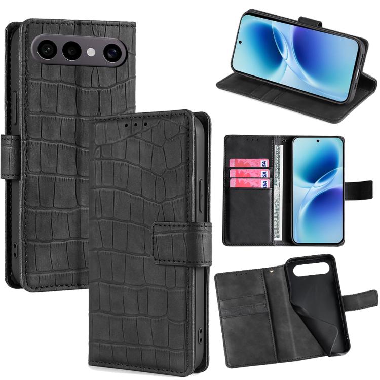 

For vivo S50 Pro mini 5G Skin Feel Crocodile Magnetic Clasp Leather Phone Case(Black)