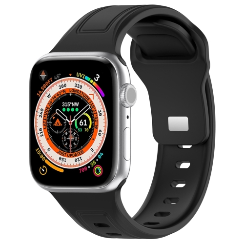 

For Apple Watch 42mm Square Buckle Silicone Watch Band(Black)