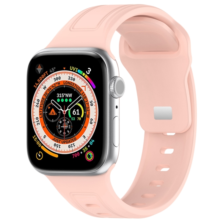 

For Apple Watch 42mm Square Buckle Silicone Watch Band(Light Pink)