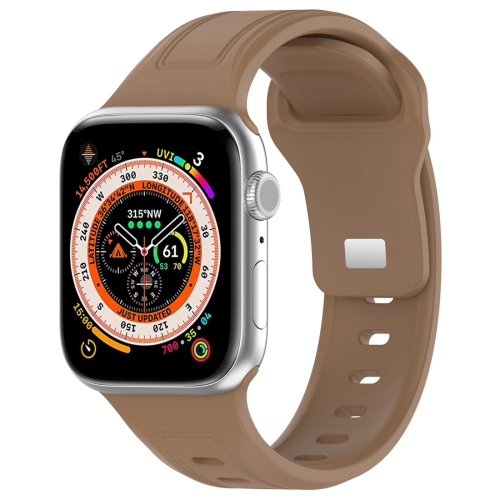 

For Apple Watch 42mm Square Buckle Silicone Watch Band(Brown)
