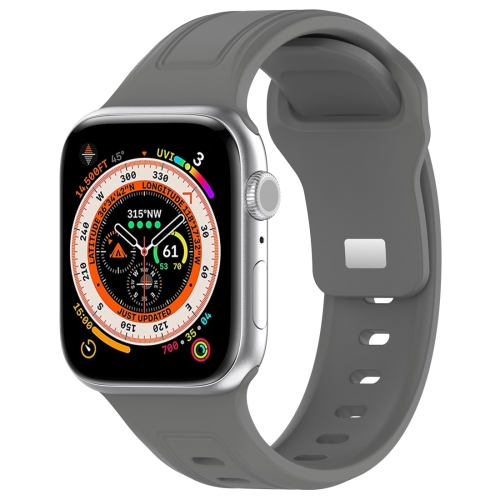 

For Apple Watch SE 2023 44mm Square Buckle Silicone Watch Band(Dark Grey)