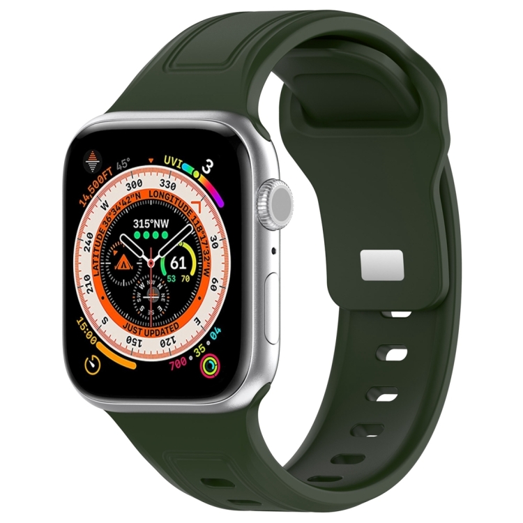 

For Apple Watch SE 2023 44mm Square Buckle Silicone Watch Band(Green)