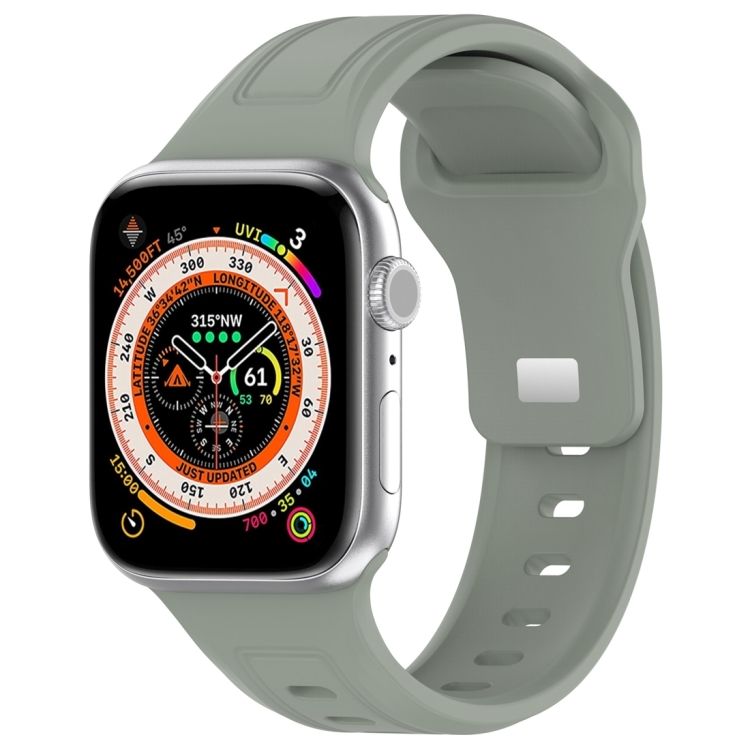 

For Apple Watch SE 2023 40mm Square Buckle Silicone Watch Band(Grey Green)