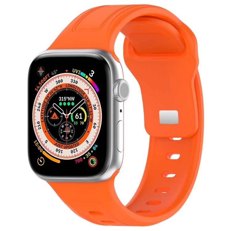 

For Apple Watch Ultra 2 49mm Square Buckle Silicone Watch Band(Orange)