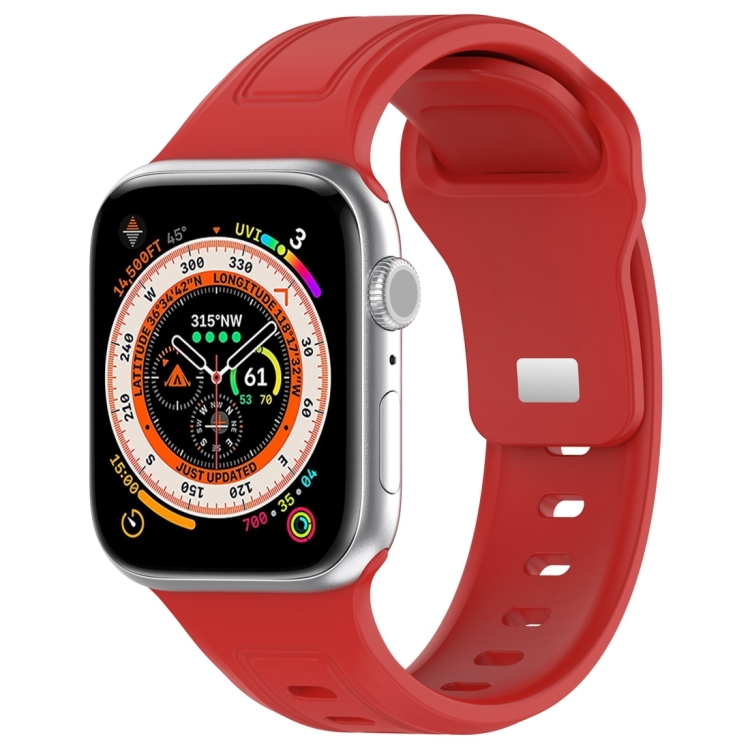 

For Apple Watch Ultra 2 49mm Square Buckle Silicone Watch Band(Red)