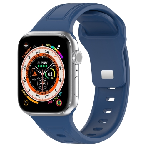 

For Apple Watch Ultra 2 49mm Square Buckle Silicone Watch Band(Dark Blue)