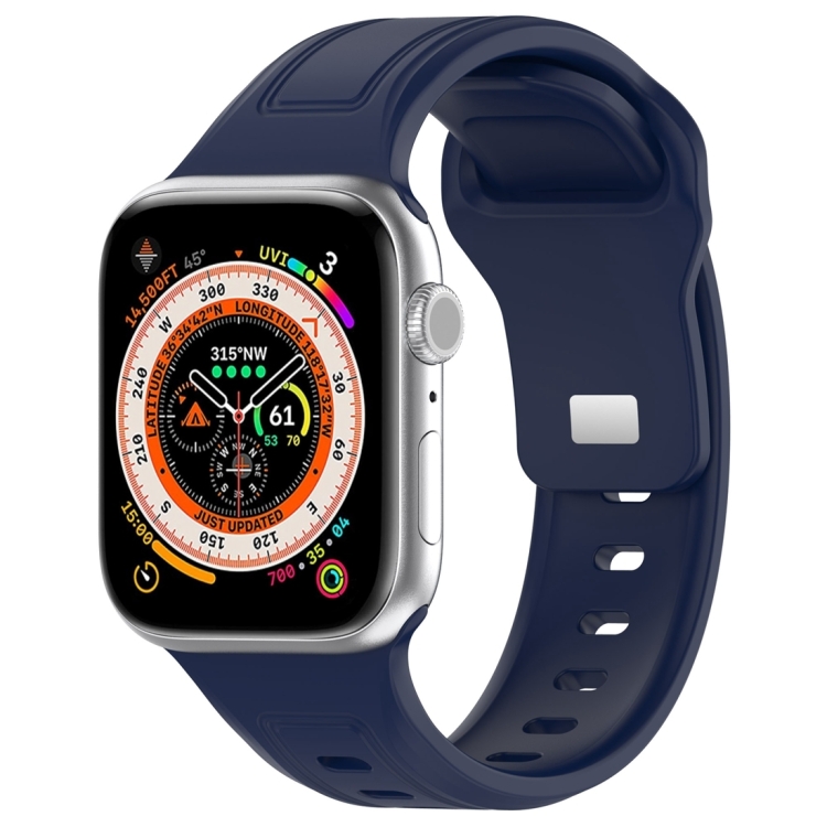 

For Apple Watch Ultra 2 49mm Square Buckle Silicone Watch Band(Midnight Blue)