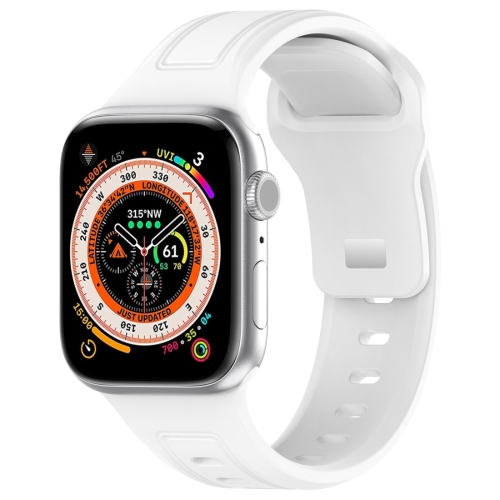 

For Apple Watch 9 45mm Square Buckle Silicone Watch Band(White)