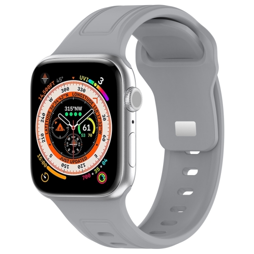 

For Apple Watch 9 41mm Square Buckle Silicone Watch Band(Light Grey)