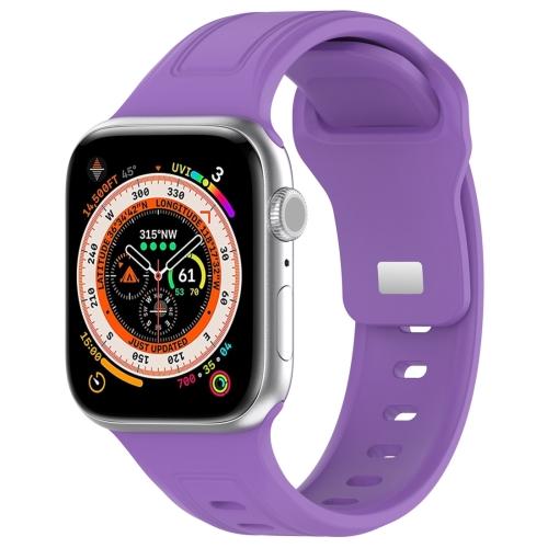 

For Apple Watch 9 41mm Square Buckle Silicone Watch Band(Purple)