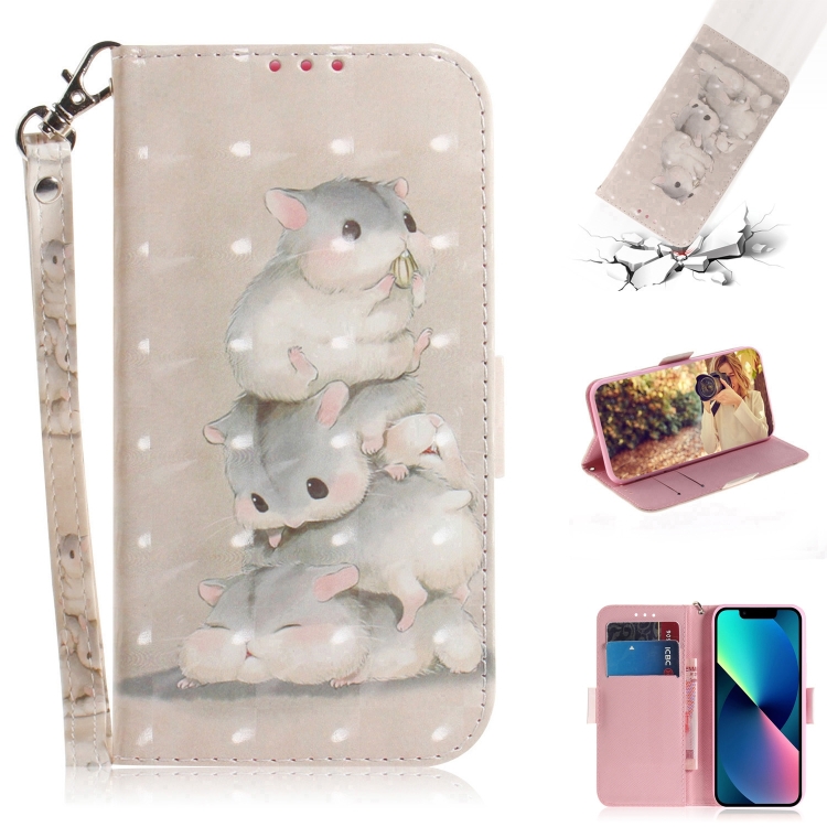 

For iPhone 15 3D Colored Horizontal Flip Leather Phone Case(Squirrels)