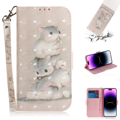 

For iPhone 15 Pro 3D Colored Horizontal Flip Leather Phone Case(Squirrels)