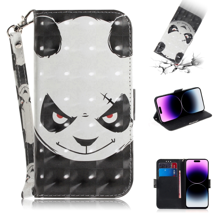 

For iPhone 15 Pro Max 3D Colored Horizontal Flip Leather Phone Case(Angry Bear)