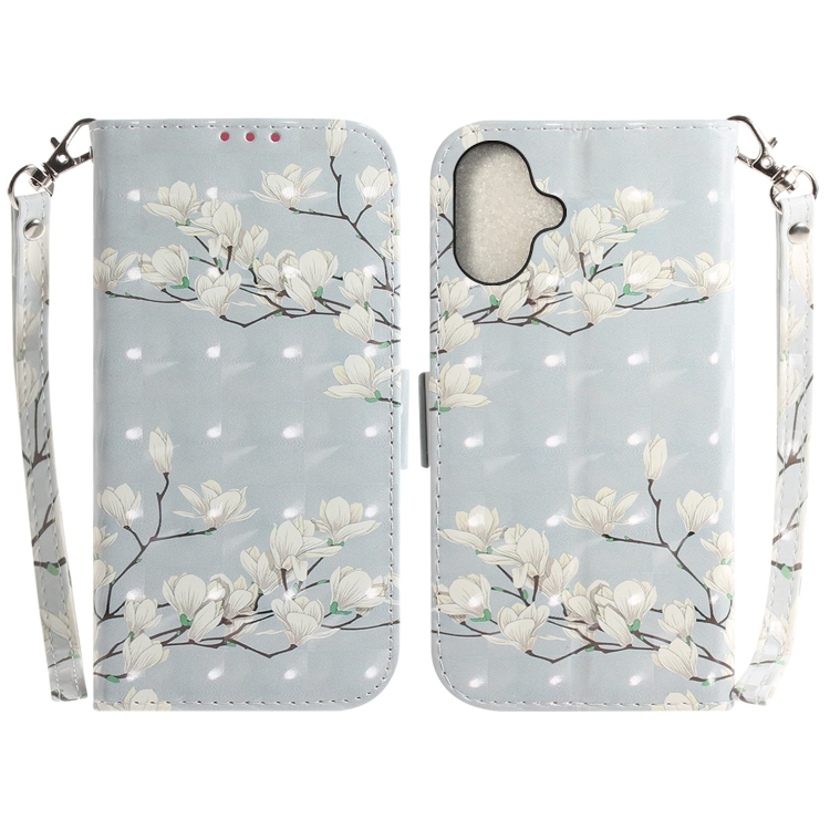 

For iPhone 16 3D Colored Horizontal Flip Leather Phone Case(Magnolia)