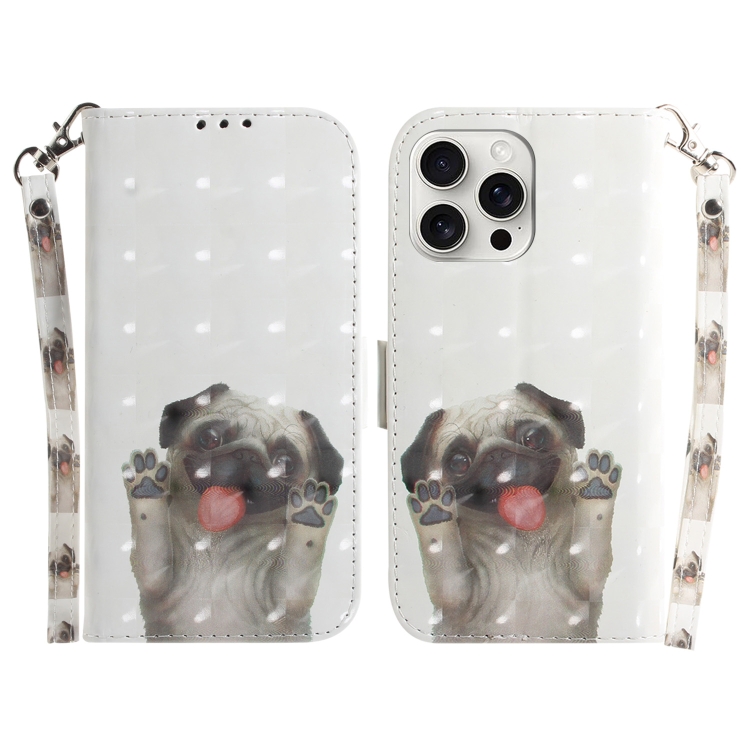 

For iPhone 16 Pro 3D Colored Horizontal Flip Leather Phone Case(Pug)
