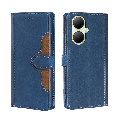 

For vivo Y35+ 5G Skin Feel Magnetic Buckle Leather Phone Case(Blue)